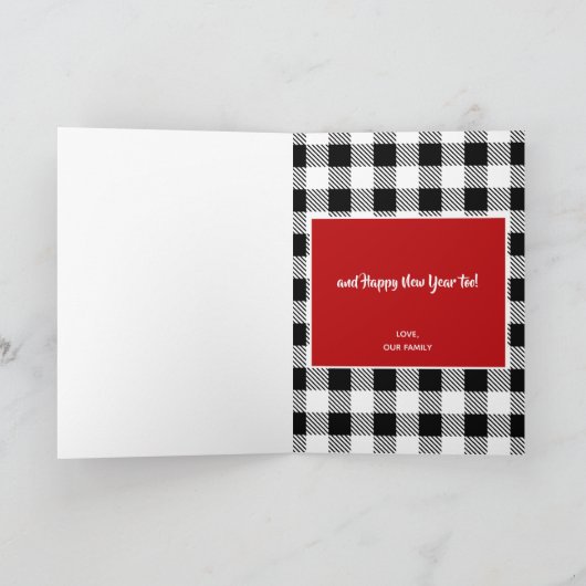 Nordic Trees en Plaid Christmas Feestdagen Kaart (Binnen)