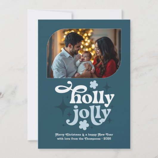 Nordic Twilight Modern Blue Christmas Photo Feestdagenkaart (Voorkant)