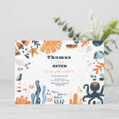 Nordic Under the Zee kids birthday Kaart (Staand voorkant)