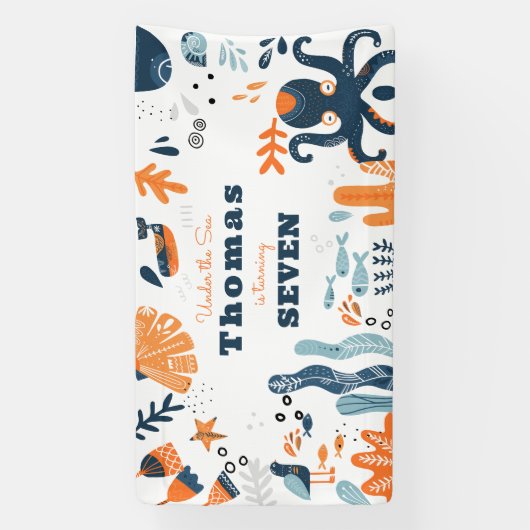 Nordic Under the Zee kids birthday Spandoek (Verticaal)