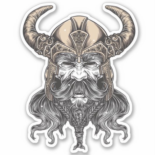 Nordic Viking Illustratie Kunst Sticker (Voorkant)
