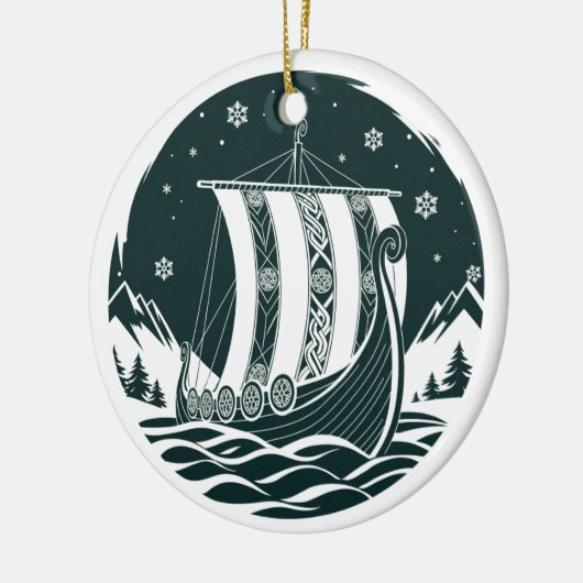 Nordic Viking Longship Christmas Ornament (Links)