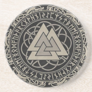 Nordic Viking Norse rune Valknut design Zandsteen Onderzetter