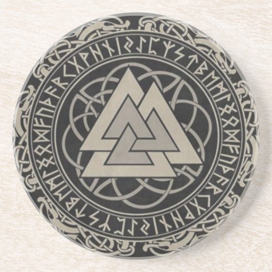 Nordic Viking Norse rune Valknut design Zandsteen Onderzetter (Voorkant)