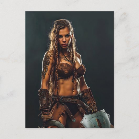 Nordic Viking Shieldmaiden Power Briefkaart (Voorkant)