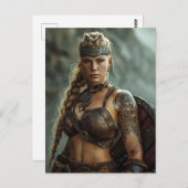 Nordic Viking Shieldmaiden Power Briefkaart (Voorkant / Achterkant)