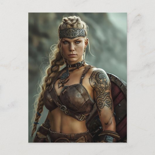 Nordic Viking Shieldmaiden Power Briefkaart (Voorkant)