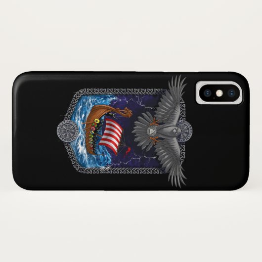 Nordic Viking Ship Raven Case-Mate iPhone Case (Achterkant (horizontaal))