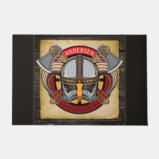 Nordic Viking Warrior ADD NAAM Norse Ax Norsperma Deurmat (Voorkant)