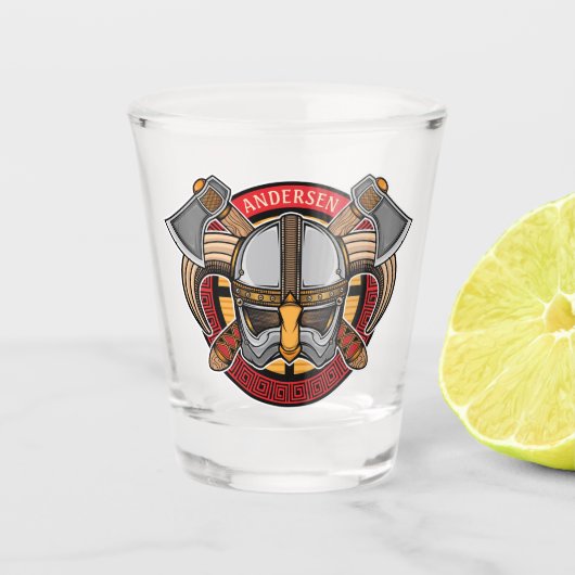 Nordic Viking Warrior ADD NAAM Norse Ax Norsperma Shot Glas (Voorkant)