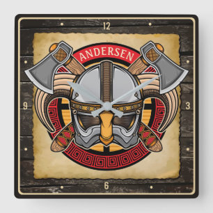 Nordic Viking Warrior ADD NAAM Norse Ax Norsperma  Vierkante Klok