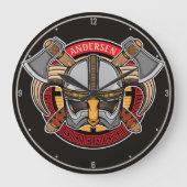 Nordic Viking Warrior Ax Norsperma gepersonaliseer Grote Klok (Voorkant)