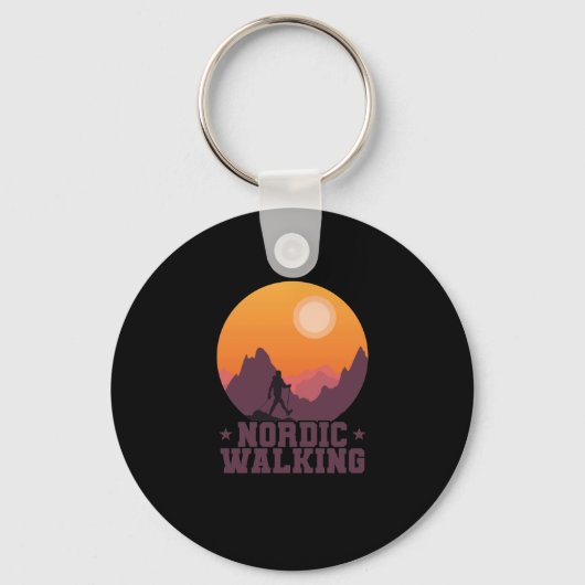 Nordic Walking Berge Sonnenuntergang Sleutelhanger (Voorkant)
