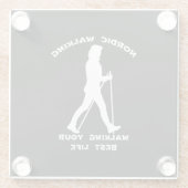 Nordic Walking - je beste leven leiden Glazen Onderzetter (Achterkant)