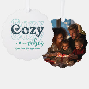 Nordic Winter Cosy Vibes Retro Kerstfoto Ornament Kaart