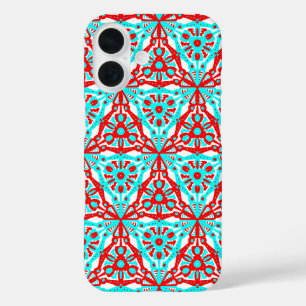Nordic Winter Geometric in Red White Blue iPhone 16 Hoesje