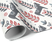Nordic Winter Horses Pattern Wrapping Paper Cadeaupapier (Rol Hoek)