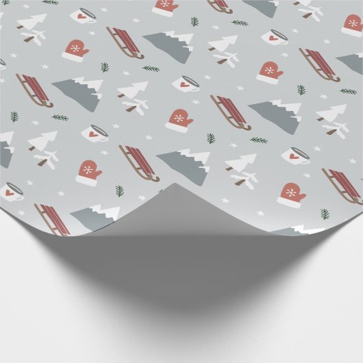 Nordic Winter Kerstfeestay Village Cadeaupapier (Hoek)