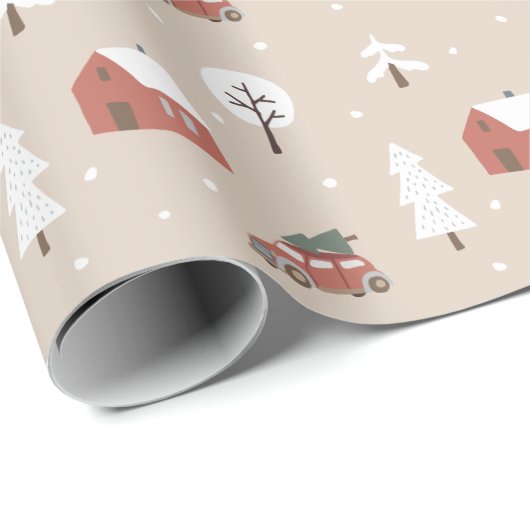 Nordic Winter Kerstfeestay Village Cadeaupapier (Rol Hoek)