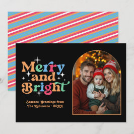 Nordic Winter Moderne Retro Kerstmis Familiefoto Feestdagenkaart