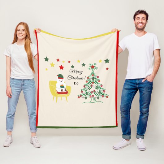 Nordic Winter Rood Wit Schattige Beer Vrolijk kers Fleece Deken (In situ)