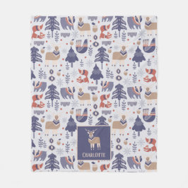 Nordic Winter Scandinavian Pattern Personalized Fleece Deken