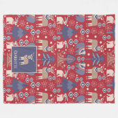 Nordic Winter Scandinavian Pattern Personalized Fleece Deken (Voorkant (Horizontaal))