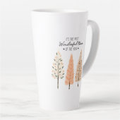 Nordic Winter Scene Minimal Pine Christmas Trees Latte Mok (Rechterhoek)
