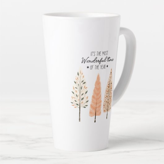 Nordic Winter Scene Minimal Pine Christmas Trees Latte Mok (Rechterhoek)