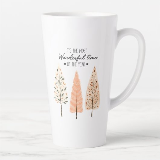 Nordic Winter Scene Minimal Pine Christmas Trees Latte Mok (Rechts)