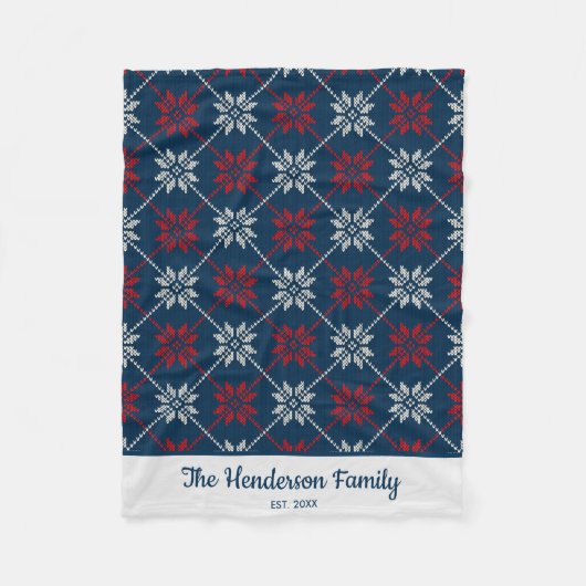 Nordic Winter Sneeuwvlok Patroon Gezellige aangepa Fleece Deken (Voorkant)