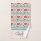 Nordic Winter Sweater Faux Knit Pattern Monogram Bad Handdoek (Handdoek)