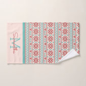Nordic Winter Sweater Faux Knit Pattern Monogram Bad Handdoek (Handdoek)