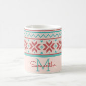 Nordic Winter Sweater Faux Knit Pattern Monogram Koffiemok (Center)