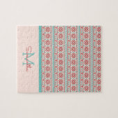 Nordic Winter Sweater Faux Knit Pattern Monogram Legpuzzel (Horizontaal)