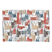 Nordic Winter Town Pattern Kussensloop (Voorkant)