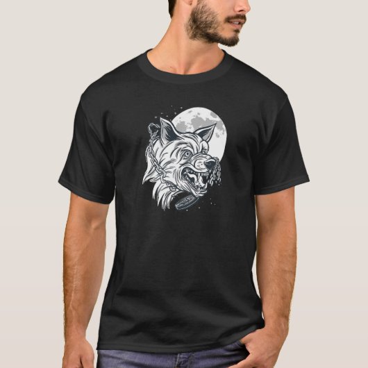Nordic Wolf Head Moon Dog and Wolf friend T-shirt (Voorkant)