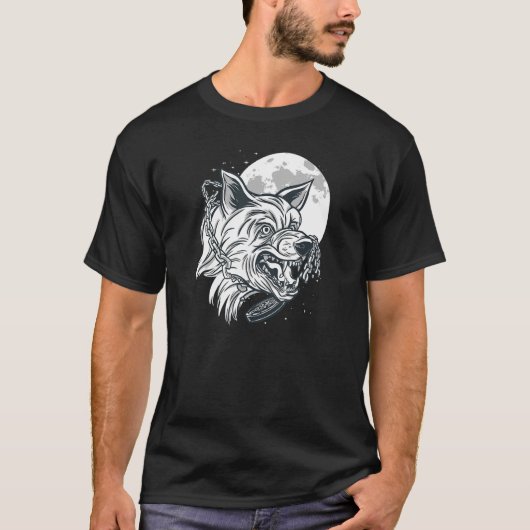 Nordic Wolf Head Moon Dog   and Wolf friend T-shirt (Voorkant)