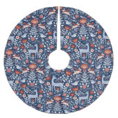 Nordic Woodland Animals Blue Pattern Kerstboom Rok (Voorkant)