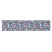 Nordic Woodland Animals Blue Pattern Korte Tafelloper (Horizontaal)