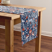 Nordic Woodland Animals Blue Pattern Korte Tafelloper (Voorbeeld)