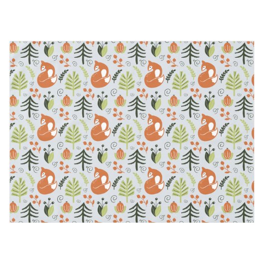 Nordic Woodland Fox Winter Kerstboom Tafelkleed (Voorkant (Horizontaal))