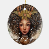 Nordic Yule Goddess Ornament met aangepaste jaar (Links)