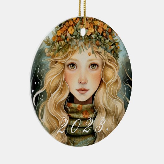 Nordic Yule Goddess Ornament met aangepaste jaar (Rechts)