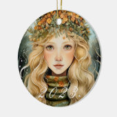 Nordic Yule Goddess Ornament met aangepaste jaar (Links)