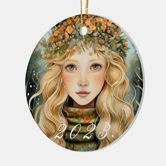 Nordic Yule Goddess Ornament met aangepaste jaar (Links)