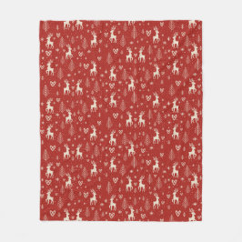 Nordic Yuletide Reindeer Fleece Deken