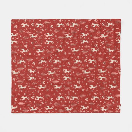 Nordic Yuletide Reindeer Fleece Deken (Voorkant (Horizontaal))
