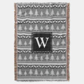 Nordic zwart-wit spar bomen monogram deken (Voorkant Verticaal)