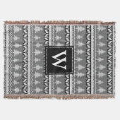 Nordic zwart-wit spar bomen monogram deken (Voorkant)